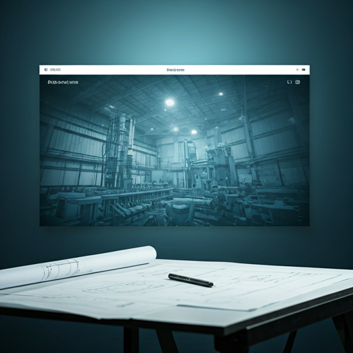 Modern engineering office blueprints